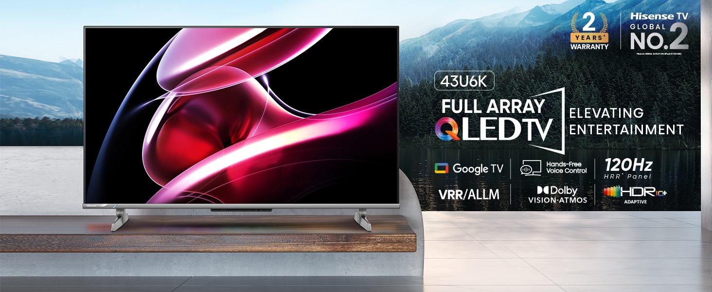Buy Hisense 108 cm (43 inch) 4K QLED Google TV 43U6K, Black at Reliance  Digital