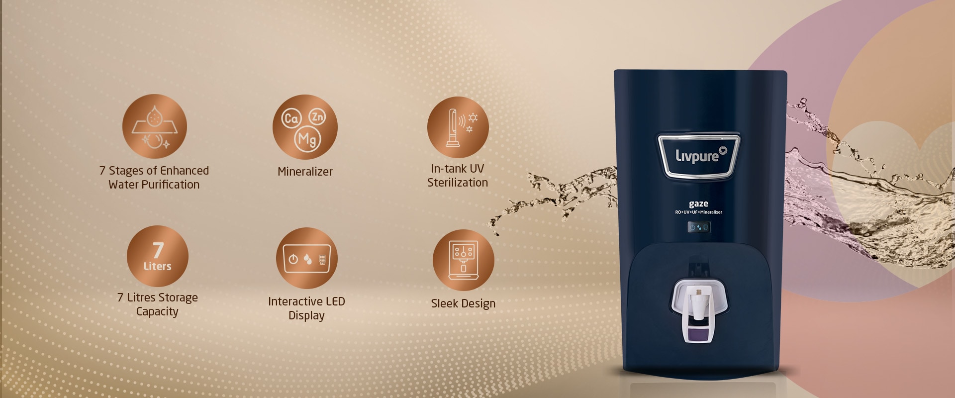 Buy Livpure Gaze 7L RO+UV+UF+Min Water Purifier with 7 Stage