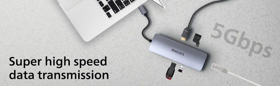 Philips 8 in 1 USB DLK5518C/94 USB Hub 