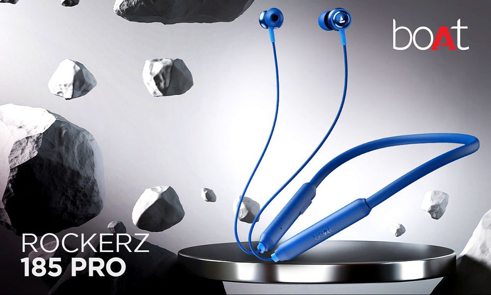 Buy boAt Rockerz 185 Pro Bluetooth Neckband Earphone Upto 20 hrs of Playtime IPX4 Water Resistance ENx Technology Single Press Voice Assistant Dual Pairing Bluetooth v5.3 Blue Bliss Online at Best Pri...