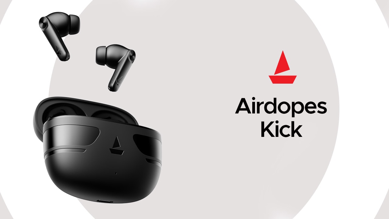 Buy boAt Airdopes Kick with Total Playtime 75hours Quad Mics with