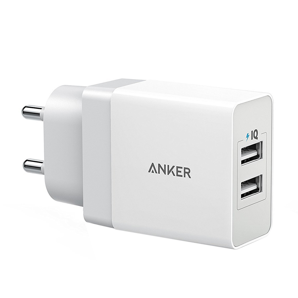 Anker Powerport 2 Dual USB 4.8 Amp Wall Charger, White