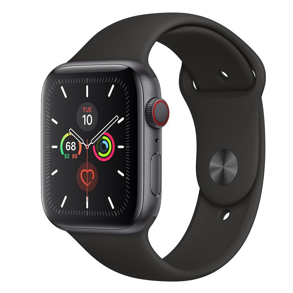 Apple Watch Series 5 GPS + Cellular - 44 mm Space Gray Aluminum Case with  Black Sport Band