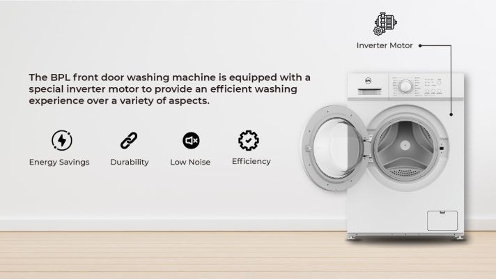 bpl 7 kg fully automatic front load washing machine with promax inverter motor, germkill mode (bfw-7001mxcw)