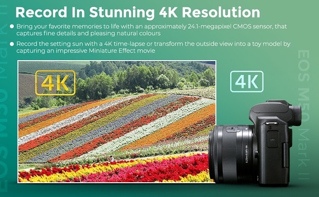 Canon EOS M50 Mark II Camera Black + 3 Lens Kit 15-45mm STM+ 32GB + Flash &  More 731946202943
