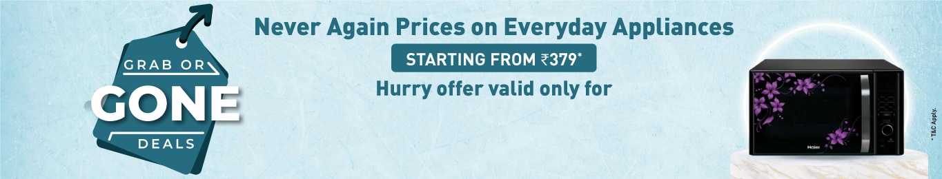 Never Again Prices On Everyday Appliances banner D
