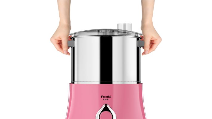 preethi iconic 2 litre table top wet grinder with bi-directional grinding technology (pink)