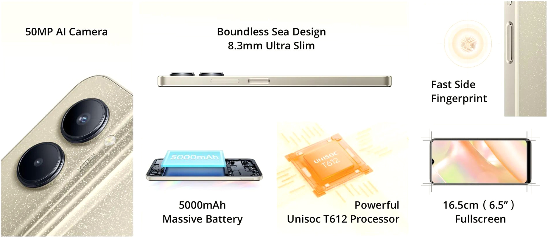 Móvil - realme C33, Sandy Gold, 64 GB, 4 GB RAM, 6.5  HD+, Unisoc T61 –  Join Banana