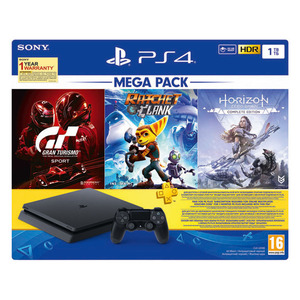 rotatie verbrand haar Buy Sony PS4 Console, 1TB Slim with 3 Games: Gran Turismo Sport, Ratchet &  Clank, Horizon Zero Dawn, PS Plus 3 Month Voucher Inside the Box at  Reliance Digital